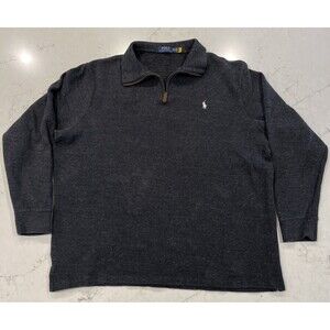 Polo Ralph Lauren Mens Estate Rib 1/4 Zip Heathered Gray Pullover Sweater Sz XXL